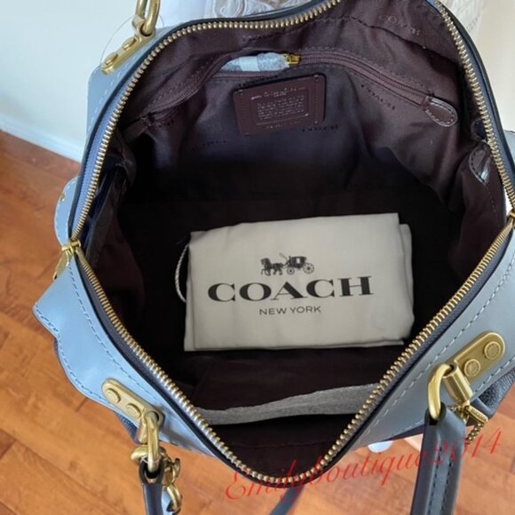 NWT Coach Retail 73720 Lane Satchel In Colorblock Ink Blue Leather Crossbody Bag - Picture 9 of 12